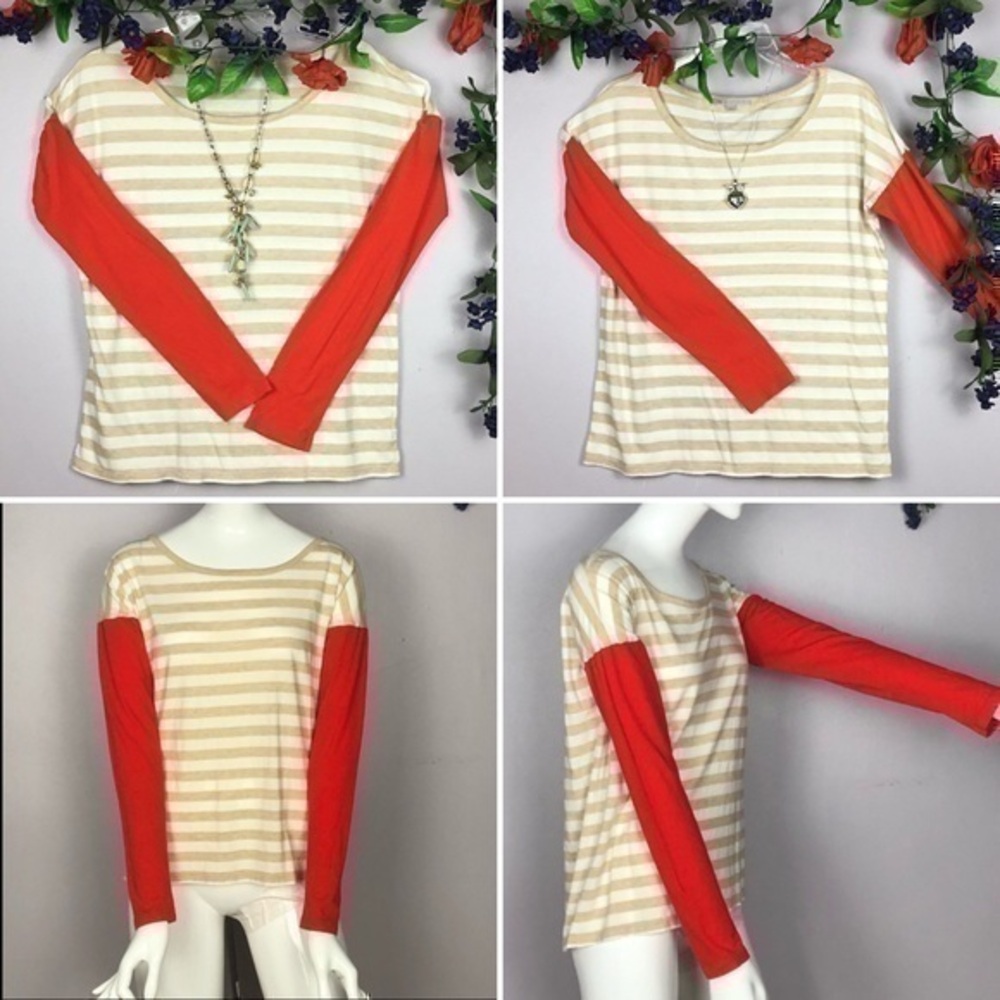 RARE! 2012 GAP MIXED STRIPES Long Sleeve Tee Shirt Top Medium